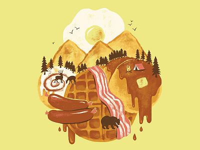 Breakfastscape animals breakfast camping food illustration landscape nature shirt threadless