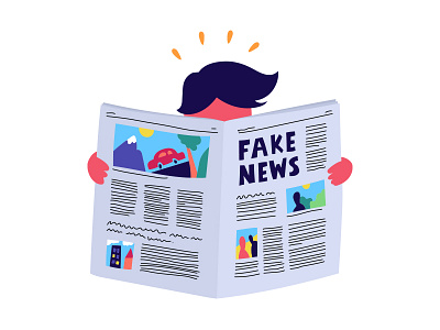 Fake news character fake flat illustration news newspaper read