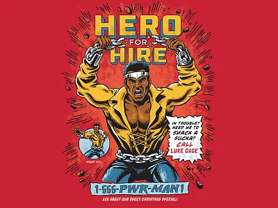 Hero for Hire comic luke cage shirt superhero threadless