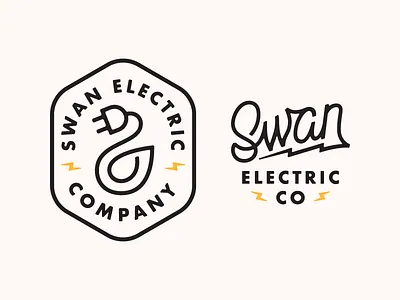 Swan Electric Co. badge branding design electric lettering lockup logo script swan type typography