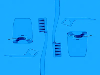 Image for a dental clinic site blue collage dentist symmetry