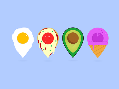 Food Nav Pins (Best Of #Vectober 2) avocado cream egg food ice nav navigation pins pizza ui vectober