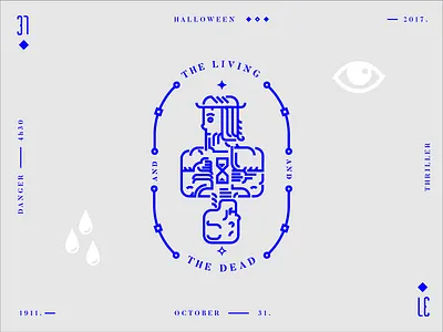 The Living And The Dead abstract halloween illustration line logo mark simple skull symbol type