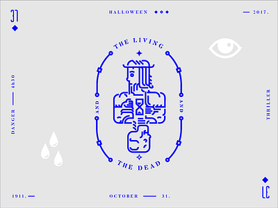 The Living And The Dead abstract halloween illustration line logo mark simple skull symbol type