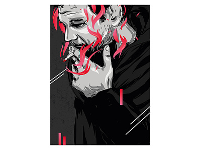 s i l e n c e // poster. alex escu art girl gradient illustration illustrator poster print smoke vector