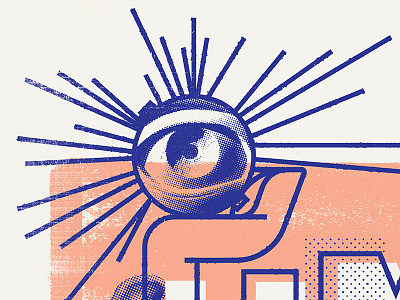 Spirit of the Eye blue collage face grunge halftone line work photo