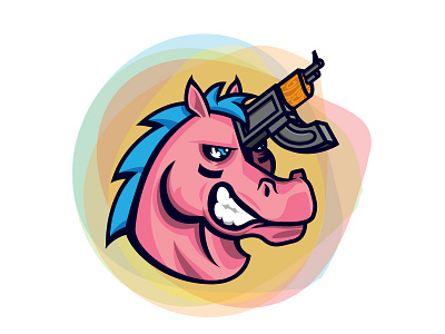 Mustang Gun drawing fantasy gun horse illustration machine gun unicorn
