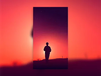 Progressive illustration (三) behind boy people solitary sun sunny sunset