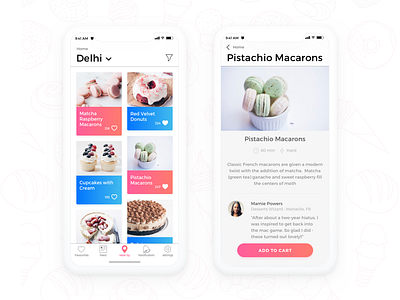 Dessert order app app design blue dessert icecream nearby pink ui