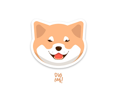 Fluffy Doge cute dog doge doggo flat design funny happy illustration inu pet shiba sticker