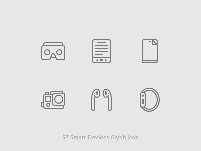 57 Smart Devices Glyph Icon device ebook foil go pro icon icons line smart stroke