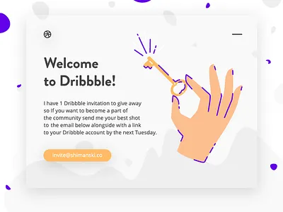 Dribbble Invite flat hand illustration invitation invite key typography ui welcome