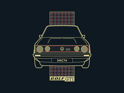 Golf GTI auto automobile car golf gti illustration illustrator plaid vector volkswagen vw