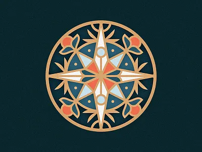 Compass Rose compass direction floral flower geometric illustration illustrator navigation vector