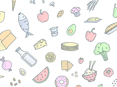 Food Illustration food fun grocery icons illustration pattern photoshop
