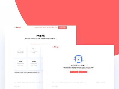 Lingo Pricing & Download Pages download layout marketing pricing product visual design