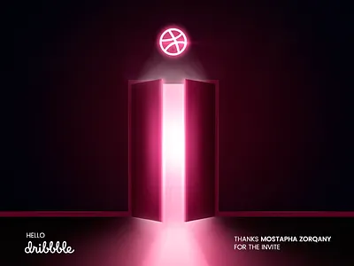 Hello Dribbble! debut door dribbble first hello illustration invite pink shot thanks