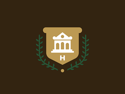 H badge h history icon logo mark museum shapes shield simple vines