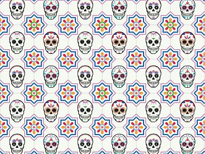 Background Pattern - 059 059 azulejo background pattern calavera dailyui día de muertos skull