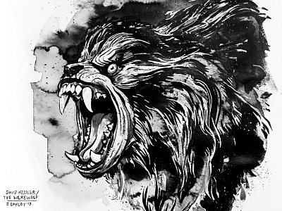 Inktober: An American Werewolf in London american werewolf in london black and white film halloween horror horror films illustration ink inktober inktober2017 portrait werewolf