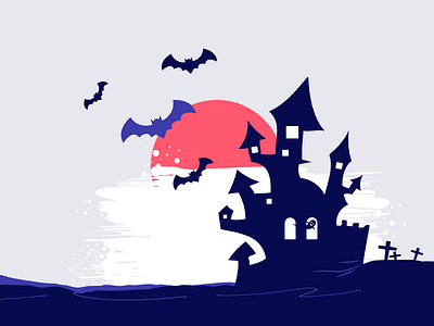 Halloween 1 castle halloween illustration