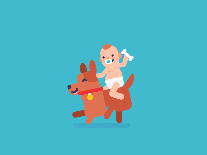 Doggy & Baby 2d after effects animation baby cute dog doggy flat gallop ilustration run walk