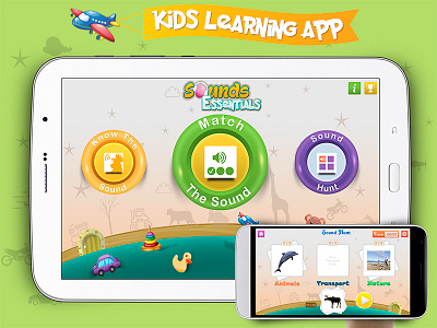 Sounds Essentials Kids Learning App UI Design children app kids app kids app design kids sound app mudasir nazar sounds essentials