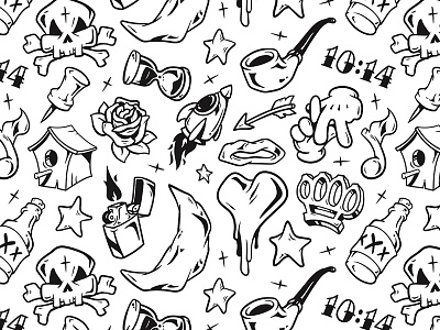 Ink Pattern black illustration illustrator ink lockup pattern repeat retail shop store tattoo