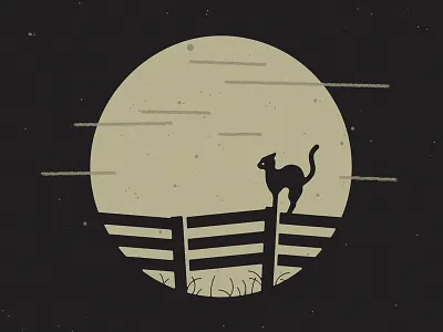 HAPPY HALLOWS cat clouds fence halloween moon night