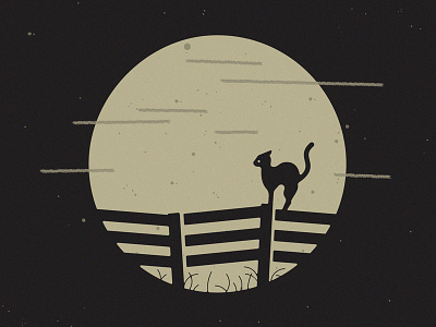 HAPPY HALLOWS cat clouds fence halloween moon night