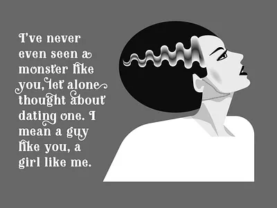 The Bride Of F For Dribbbs bride frankenstein halloween illustration words