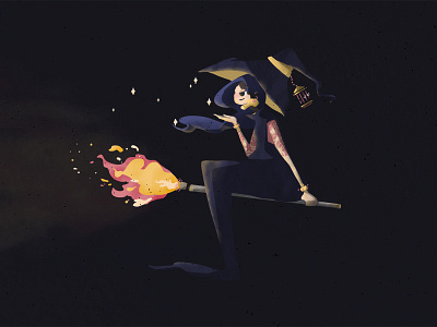 ✨ Witch ✨ character design flame flying halloween illustration photoshop sparkles spooky tattoos texture witch