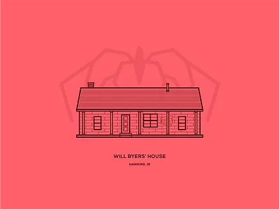 Simple City Illustration of Will Byer's House in Stranger Things architecture building house illo illustration minimalism monster netflix pop culture simplicity stranger things tv