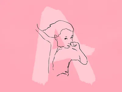 A is for Amelia illustration apple pencil blush drawing girl illustration pink portrait procreate