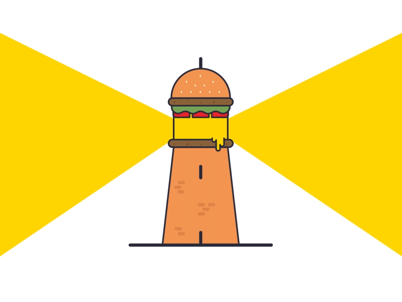 🍔 Burger Lighthouse 2d art concept design drawing flat food gif graphic illustration illustrator vector