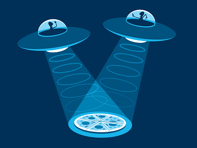Pizza Fight alien glenn jones glennz illustration illustrator pizza ufo vector