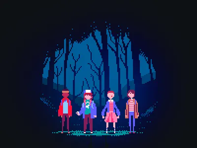 Stranger Things 8bit character design characters eleven gaming pixel art stranger things video games