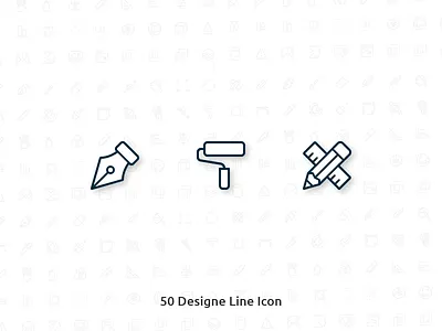 50 Design Vector Line Icon cup design icon icons line mug pen pencil set stroke tool tools