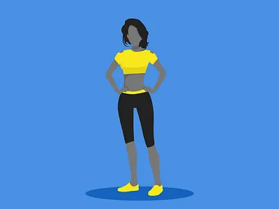 illustration-exploration-5 2d blue character illustration relaxing sports standing women yellow