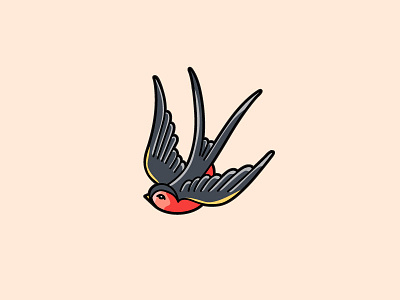 swallow tattoo bird icon illustration old school swallow tattoo traditional vector
