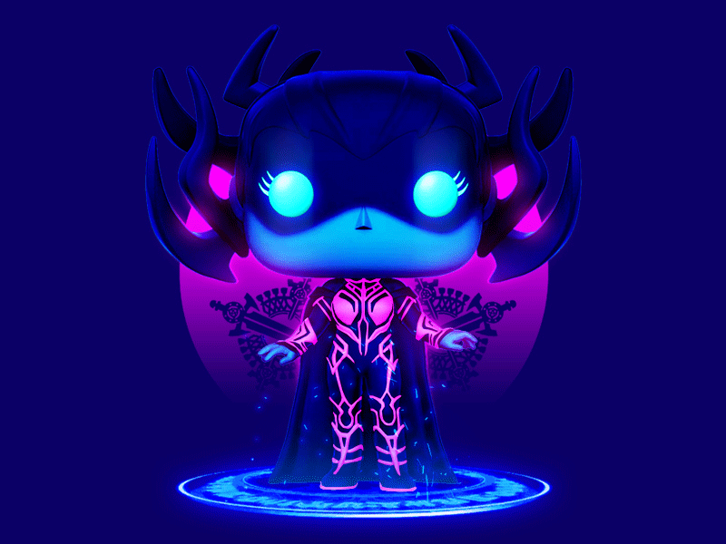 Funko Pop! Thor: Ragnarok - Hela Vinyl Figure 2d animation art blue character design figure flat funko graphic design hela illustration marvel motion movie neon photoshop pink superhero thor