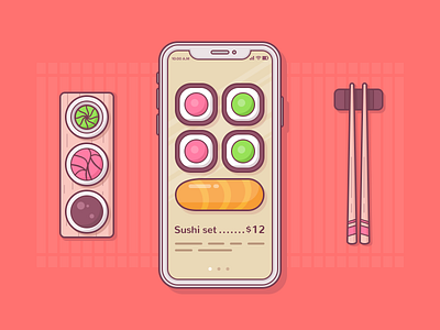 Restaurant Menu Plugin cuisine flat food illustration japanese menu outline plugin restaurant roll sushi