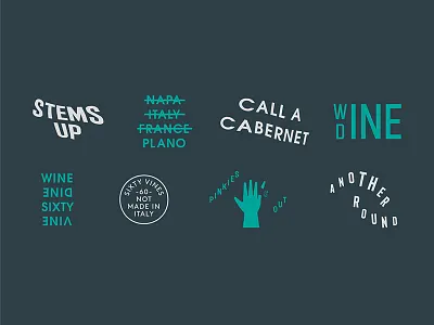 Wine Dine branding dine drinks italy restaurant round sixty vines stem texas tractorbeam wine