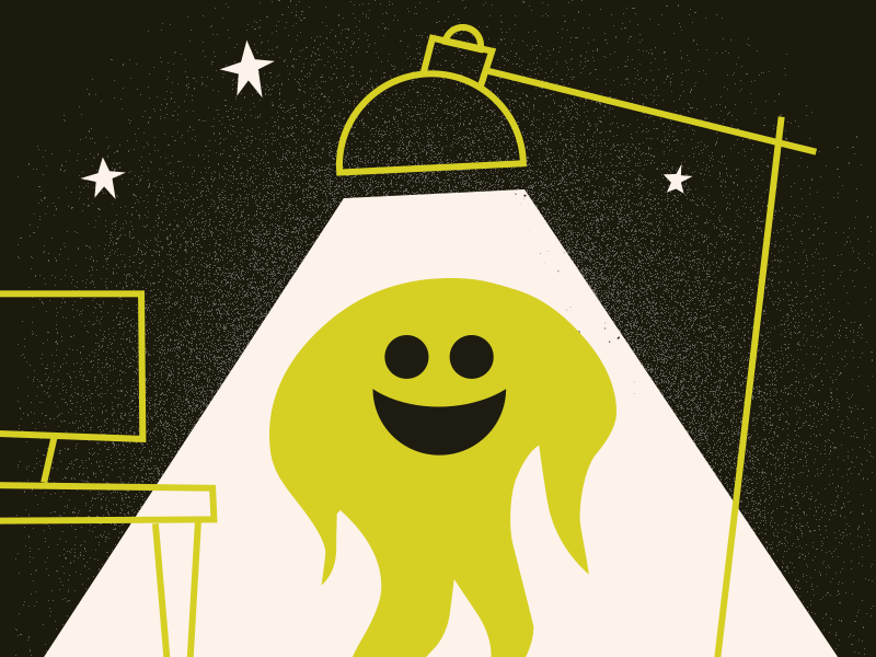 Happy / Halloween ghost ghostlight halloween happy illustration lamp light night scary workspace