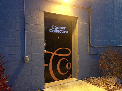 Cooper Collective Back Door black branding co working cooper door heavy logo monogram script