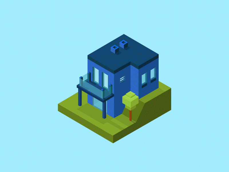 House animation 3d animation art day gif house illustration isometric light night vector