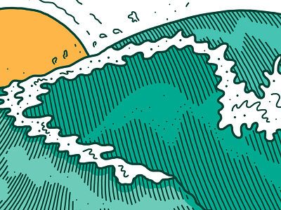 Wave beach illustration sun wave