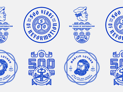 Reformation 500 (Explorations) badge branding illustration logo