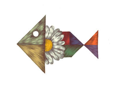 Fish in Color digital drawing fish handmade illustration pencil