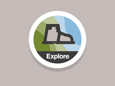 Let's explore! badge boot circle explore explorer icon line shoe sticker